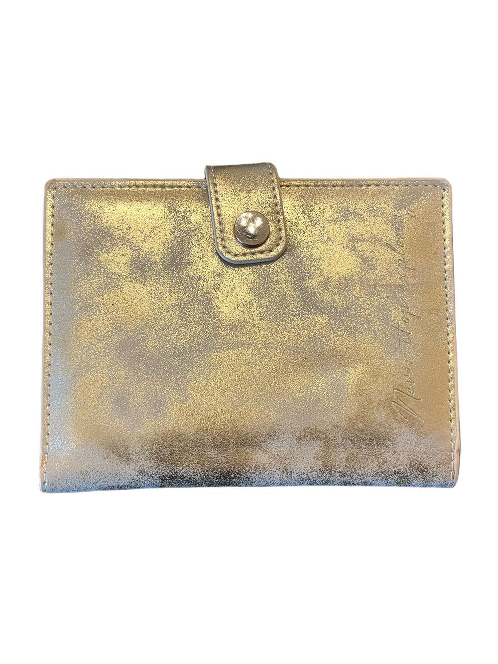 Eccolo Gold Distressed Metallic Passport Wallet Holder – "Never Stop Exploring"